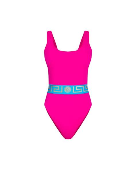 versace one piece swimsuit pink|Versace high waist bikini bottom.